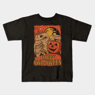 Vintage Halloween Owl Kids T-Shirt